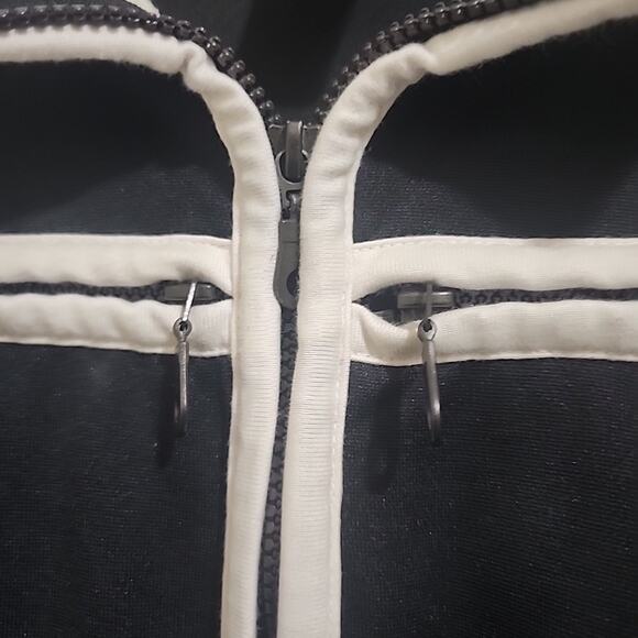 GIRBAUD Mens Full Zip Track Jacket Zipper Sleeve - Black White -2XL - Picture 7 of 13